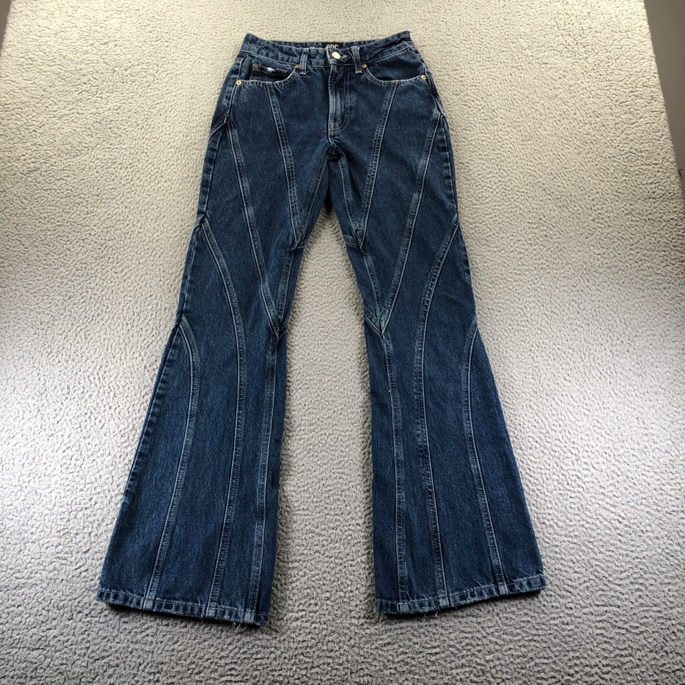 BDG Jeans Womens 24x31 Blue Denim Flare Distressed Retro Mid Rise Dark Wash